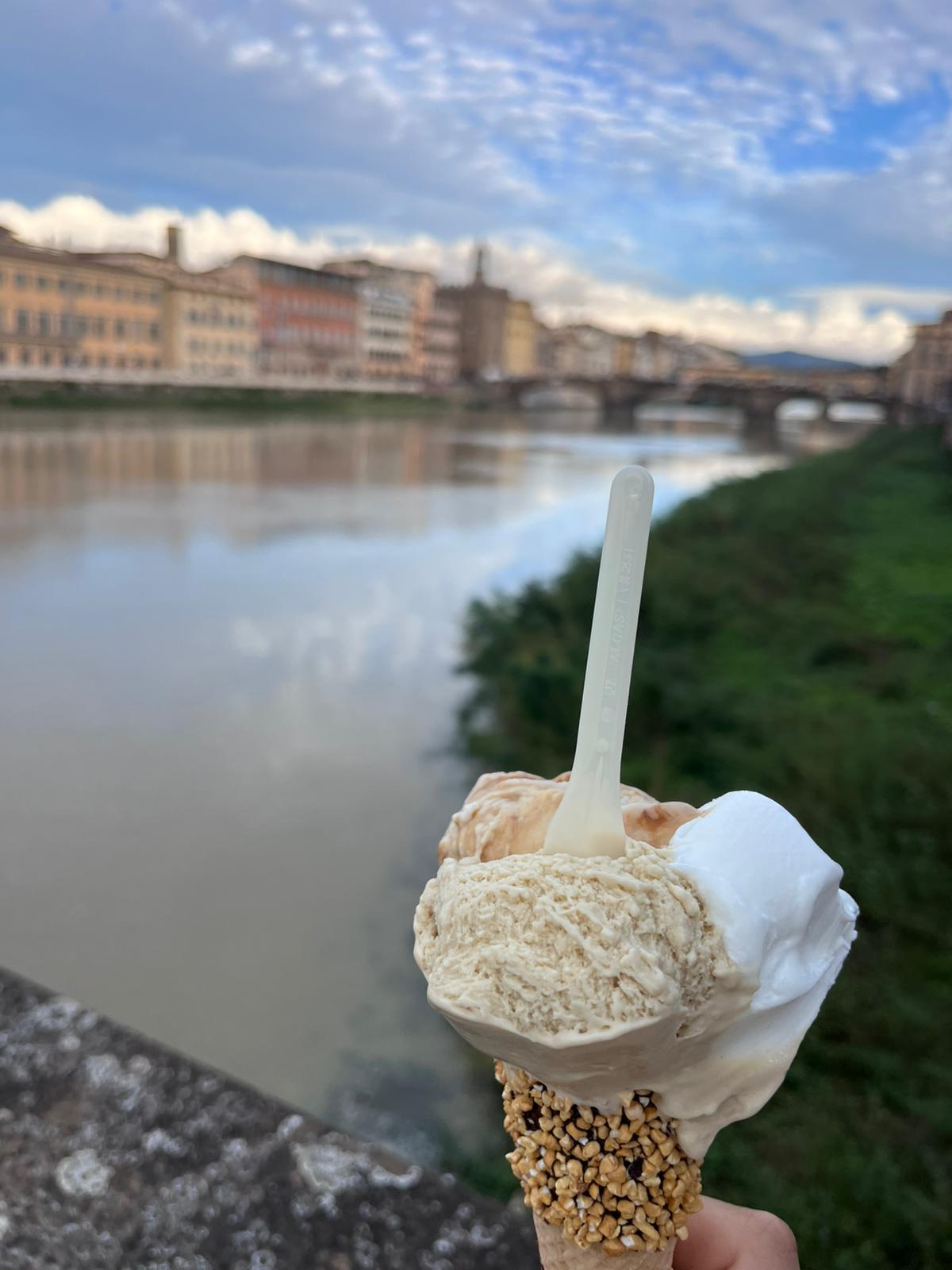 Gelato by the Arno River in Florence